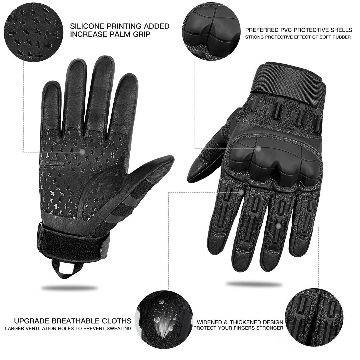 FUYUANDA Outdoor Gloves for Men Touchscreen Full Finger Motorcycle Winter Gloves for Cycling Motorbike Hiking Camping