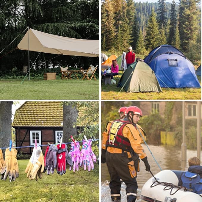 Azarxis Reflective Tent Guide Rope Lightweight Guy Line Cord with Aluminum Adjuster Guyline Tent Cord Tensioner for Camping Hiking Backpacking - Essential Survival Gear 13 Feet