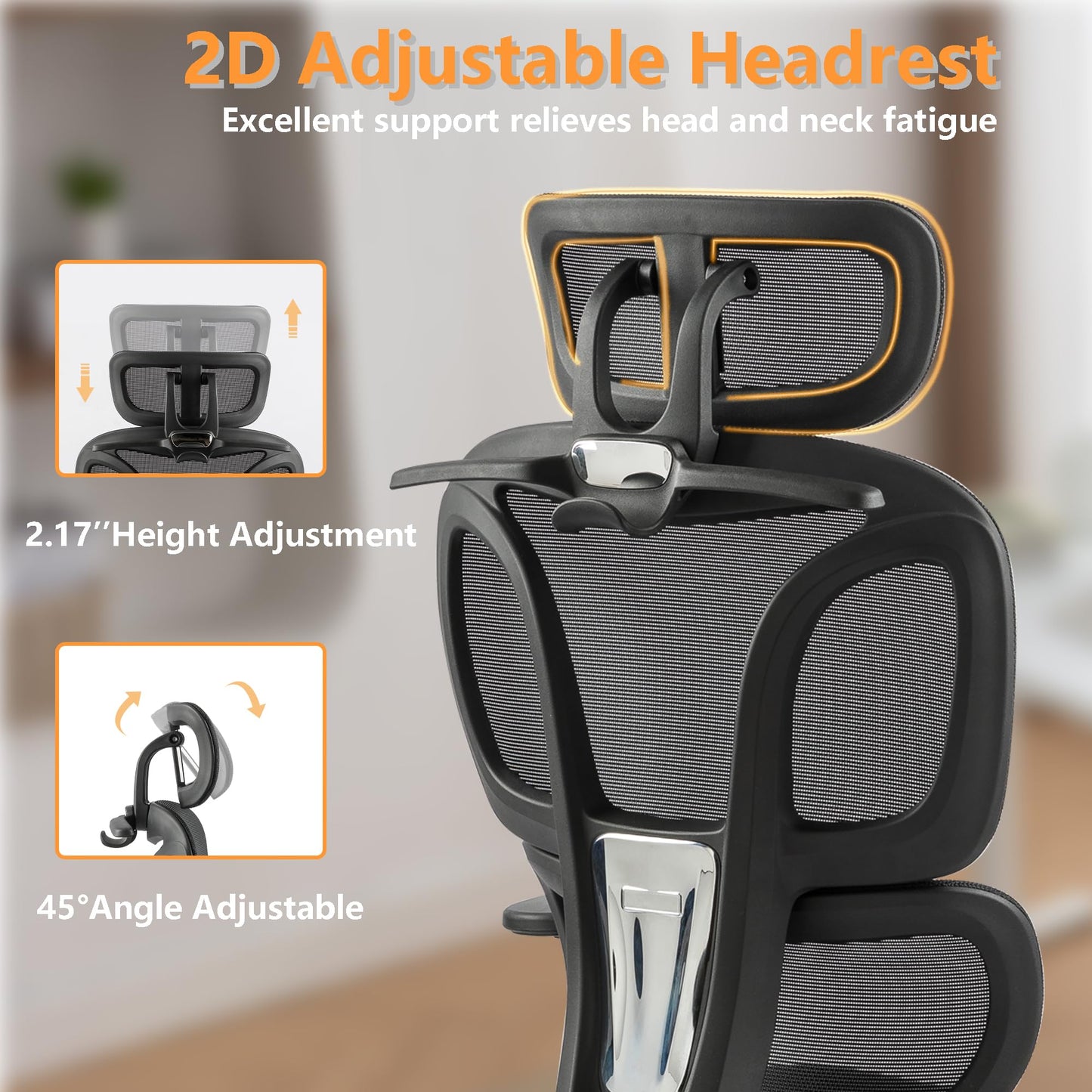 FLEXISPOT ErgoX-S Big and Tall Mesh Office Chair, Computer Desk Chair Adjustable Swivel Chair with Footrest Lumbar Support Headrest and 360°Rotation for Home Office,Mesh