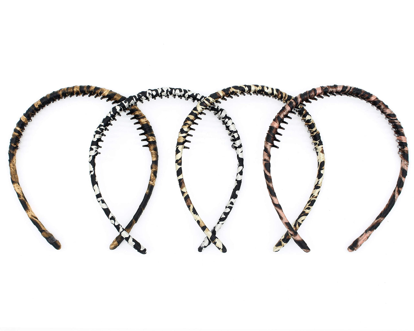 JOBAND Leopard Print hairbands,hair Headbands for women,Fashion Hair Accessories,Non-slip Resin comb teeth hair hoop ((Pack of 4))