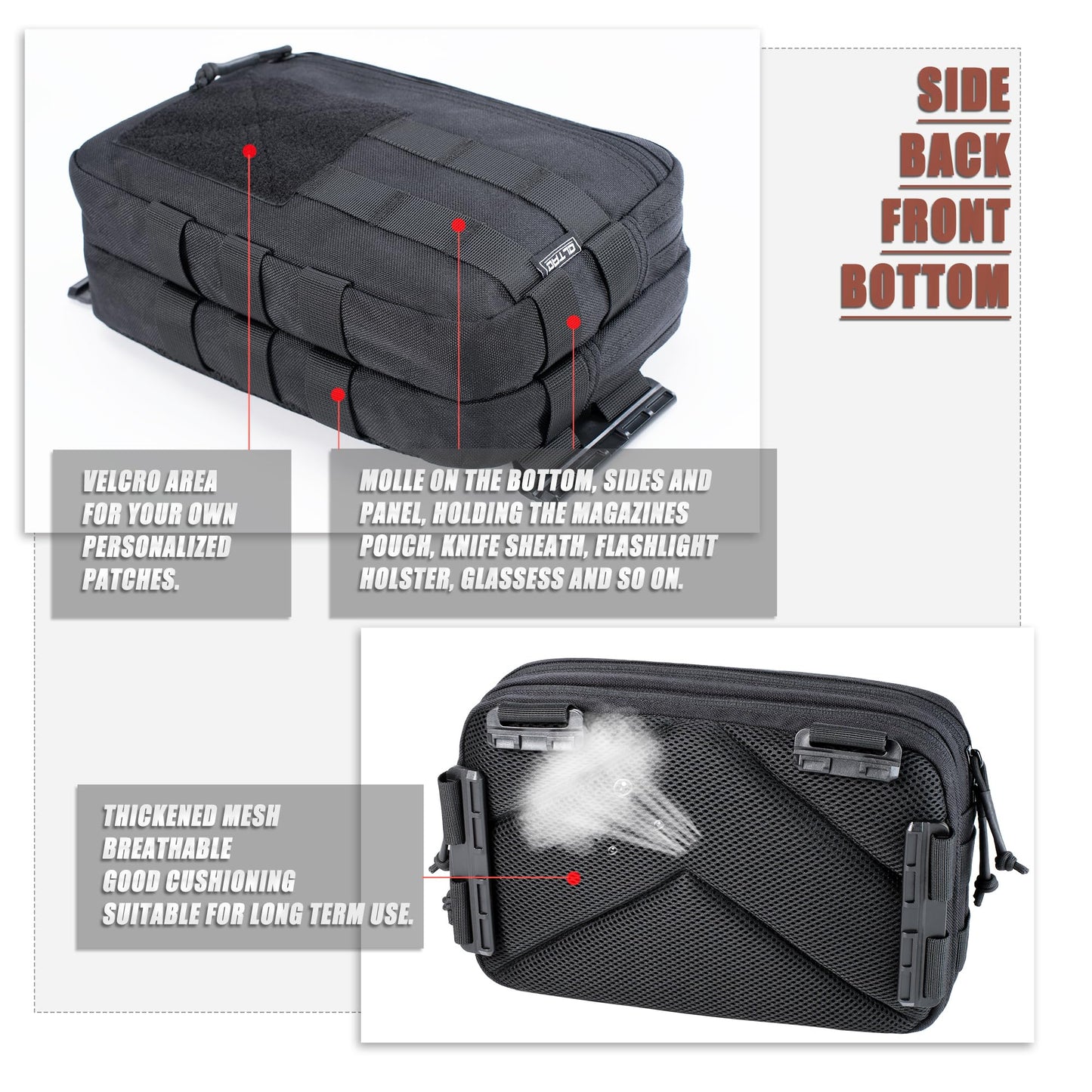 CLTAC Tactical Chest Rig Bag Concealed Carry CCW Pack Molle Pouch IFAK EMT Medical Organizer for Outdoor Hunting Shooting Hiking with Quick Release Harness