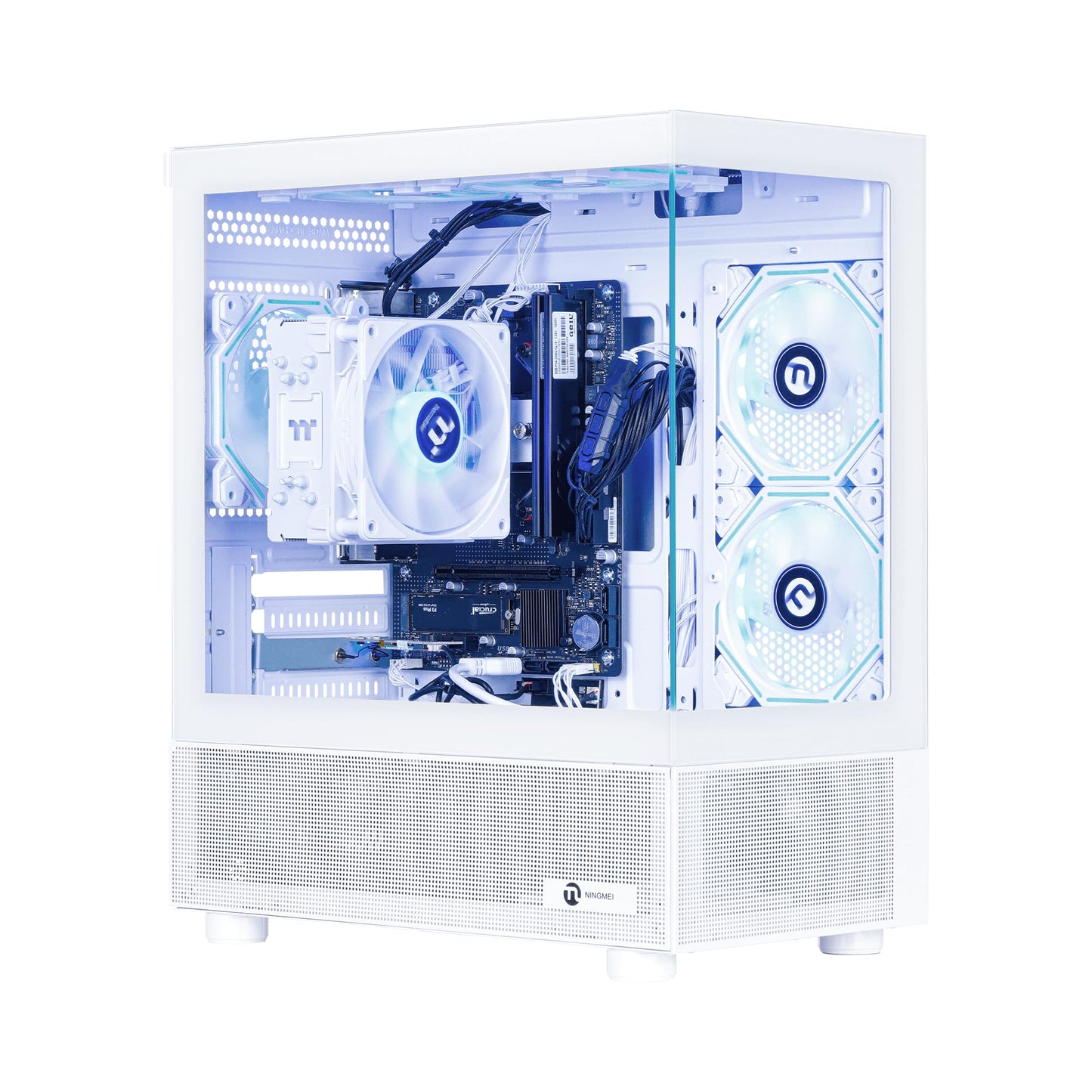 NINGMEI Soul Gaming PC Desktop,AMD Ryzen 5 5600GT 6 core 3.6GHz(up to 4.6GHz),AMD Radeon Vega 7 Graphics,16GB DDR4 RAM 3200MHz,1TB NVME SSD,550W PSU, Windows 11 Home 64-bit,White