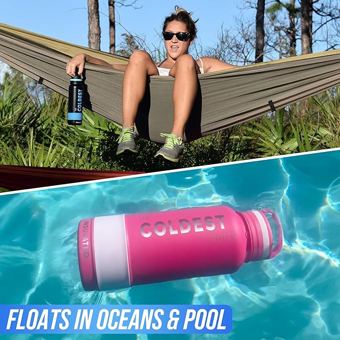 Coldest Insulated Water Bottle with Handle Lid | Leak Proof, Insulated Stainless Steel, Triple Walled, Sport Thermos Bottles, Metal Flask (βMatte Black, 21 oz)