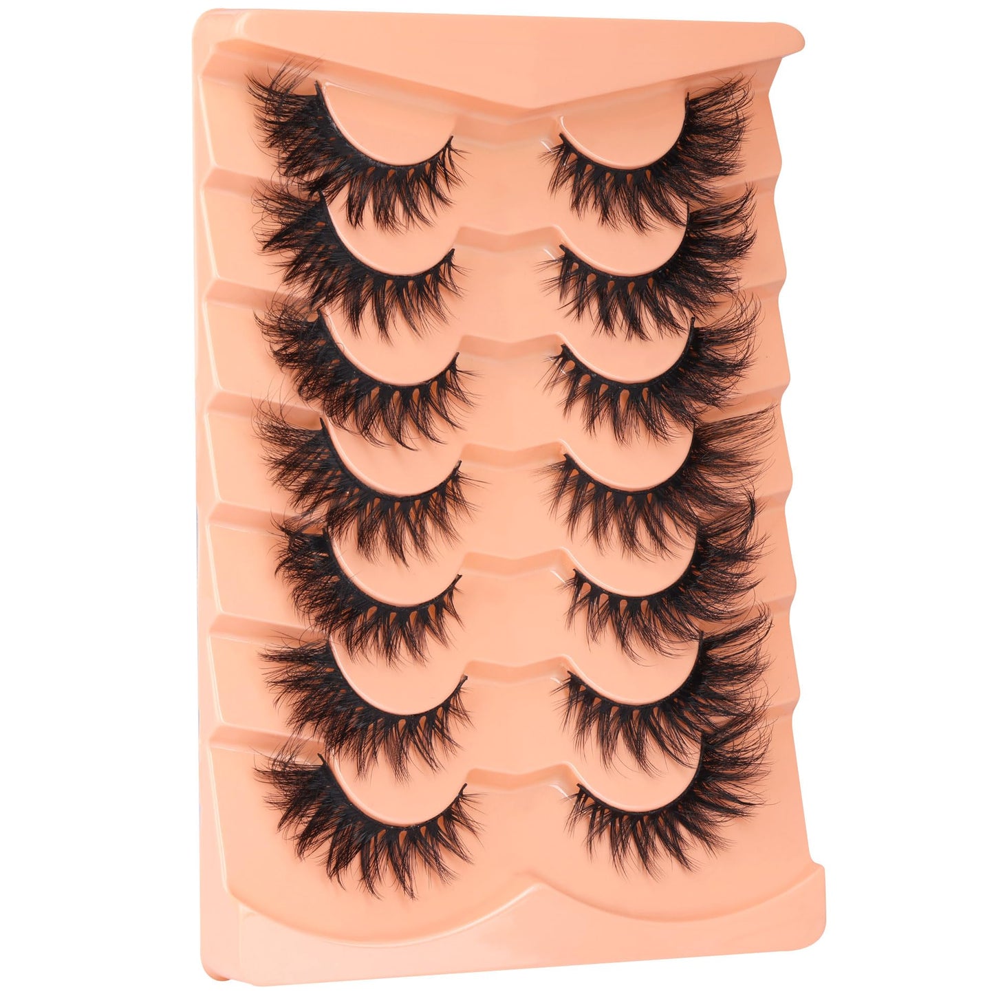 ALICROWN False Eyelashes, 7 Pairs Fluffy Cat Eye, Wispy Strip False Lashes, Mink Lashes, Long Volume, Fake Eyelashes, Cruelty Free, Black