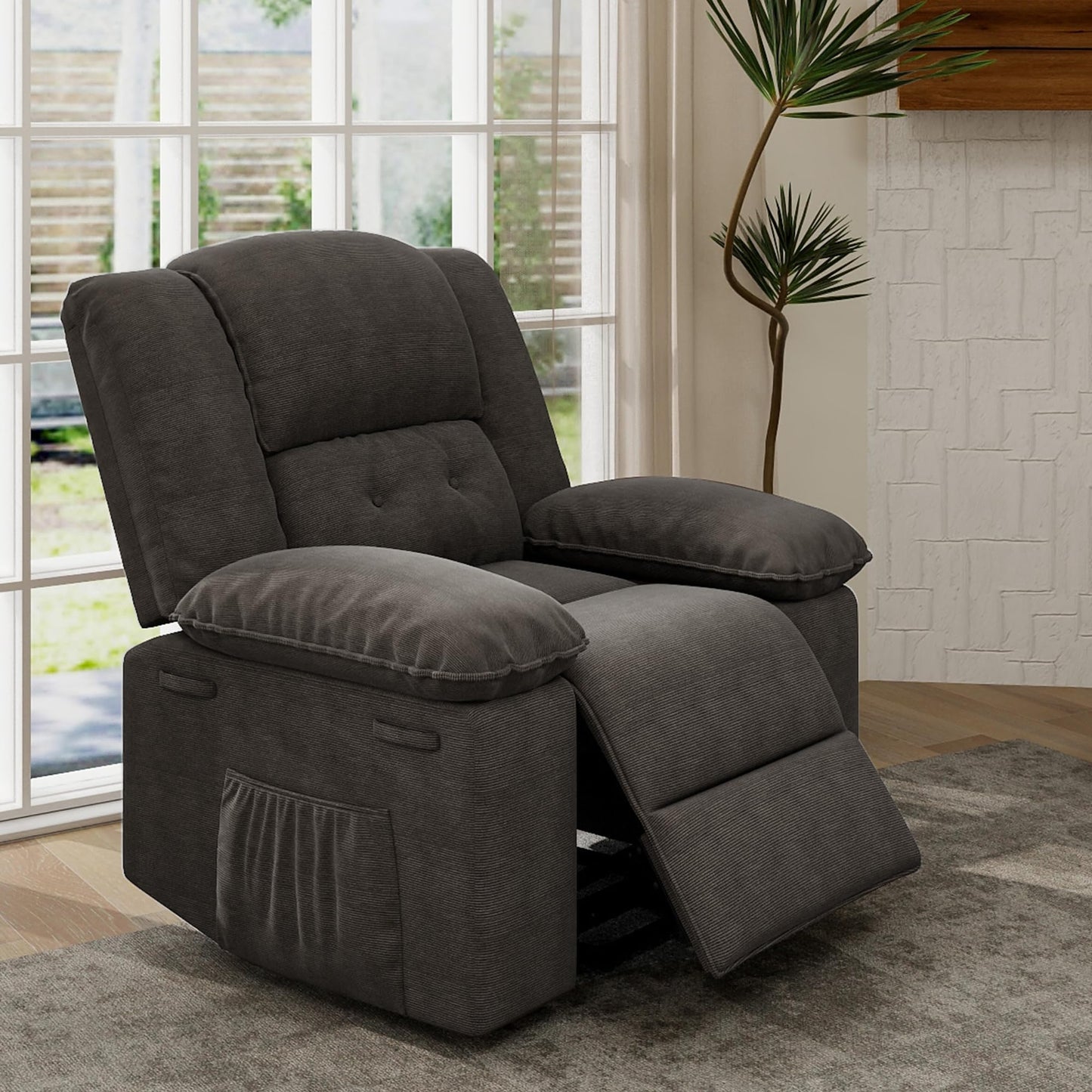 FLEXISPOT Rocker Recliner Chair for Adults - Massage Rocker Recliner Chair w/Heat & Vibration, 270° Swivel Glider Single Sofa for Living Room Bedroom, Brown (XRC2)
