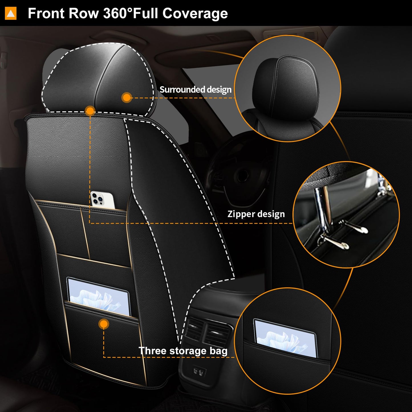 AOMSAZTO Fit for Dodge Challenger Seat Covers 2008-2025 Waterproof Breathable Leather Car Seat Covers Full Set Custom : Seat Cover for Challenger TA R/T GT SXT SRT(Black, 5PCS Full Set)