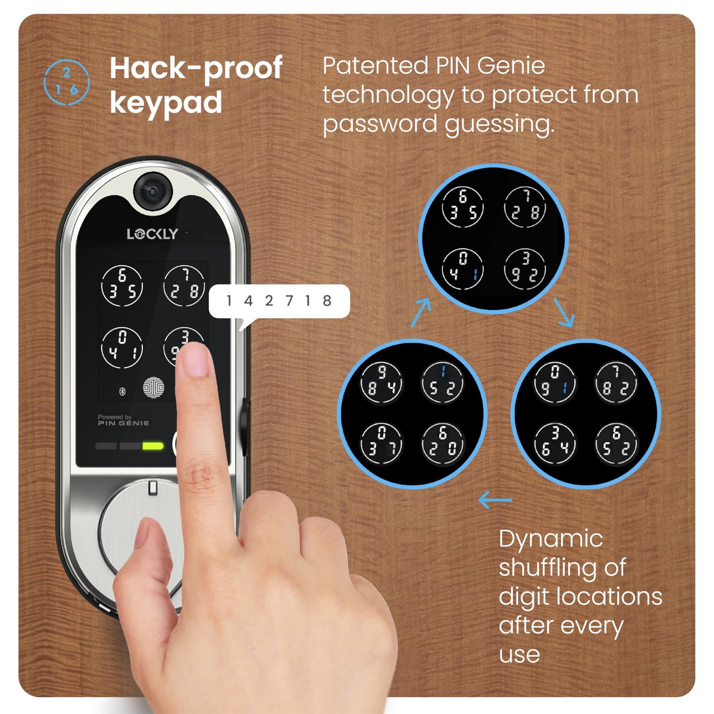 (Refurbished) Lockly Vision Smart Lock with Camera, Video Doorbell Keyless Entry Door Lock Wi-Fi, PIN Genie Keypad, Fingerprint, Auto Lock, Remote Control, Easy Installation, No Monthly Fee