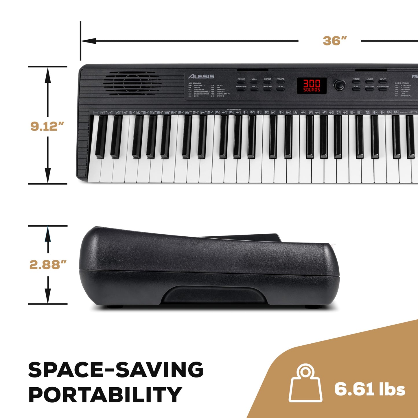 Alesis Melody 61 MK4 Keyboard Piano for Beginners with 61 Keys, Speakers, Stand, Bench, Headphones, Tablet/Sheet Music Stand, 300 Sounds and Music Lessons