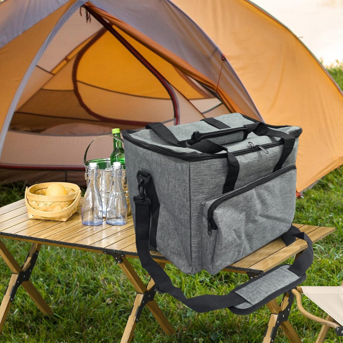 AooDen Portable Power Station Storage Bag, Travel Carrying Case for Jackery 1000, ECOFLOW River Max, Bluetti EB70S, GRECELL T1000, Gray