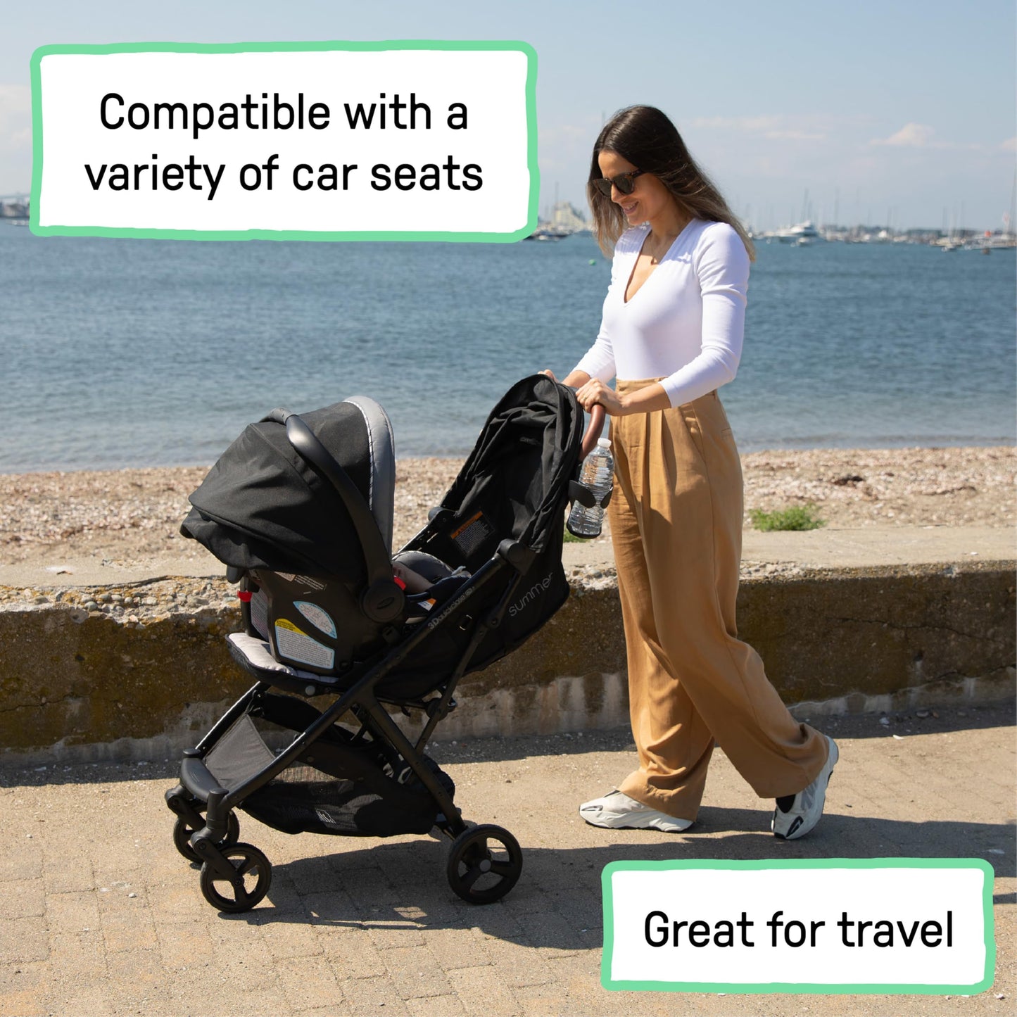 Summer Infant Ingenuity 3Dquickclose CS+ Compact Fold Stroller – Lightweight Stroller with Oversized Canopy, Extra-Large Storage and Compact Fold, Gray