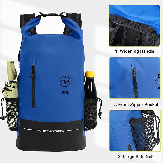 UPWELL 31L Waterproof Dry Bag Boating Backpack for Travel Hiking Camping Kayaking Hiking Swimming Floating Submersible Dry Bag blue