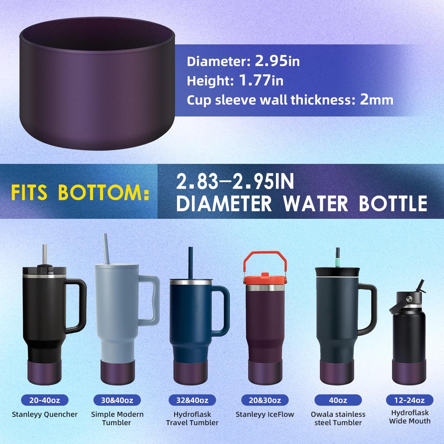 BKBY Chameleon Silicone Water Bottle Boot, Compatible with Stanley Tumbler 20 30 40oz & Hydroflask 12-24oz Bottle, Fit More Bottle/Tumblers 2.8-2.95in Bottom Anti-Slip Protector Rubber Sleeve