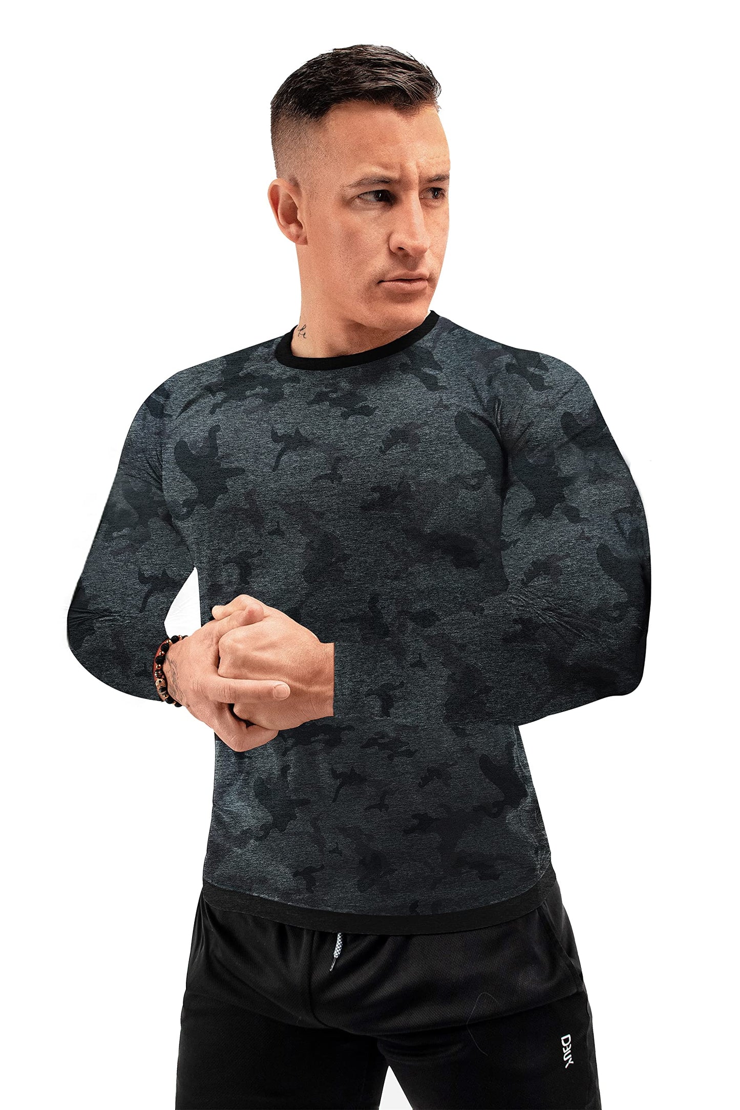 FUXERT Sauna Shirt for Men Long Sleeve Sauna Suit Sweat Compression Top Weight Loss Body Shaper for Workout Sports(CMGY S)