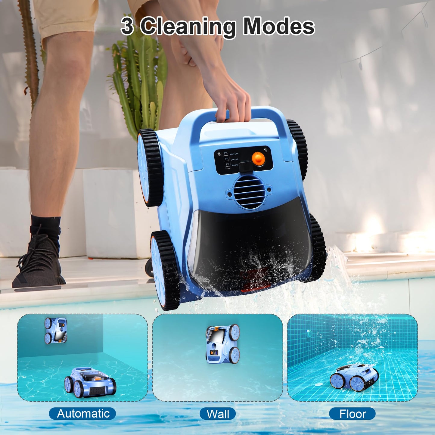 (2025 New) Robotic Pool Vacuum, Robotic Pool Cleaner for Inground Pools, Pool Robot with Smart Navigation, Floor/Wall/Waterline Cleaning, 180 Mins Runtime for Pool Up to 2100 Sq.ft