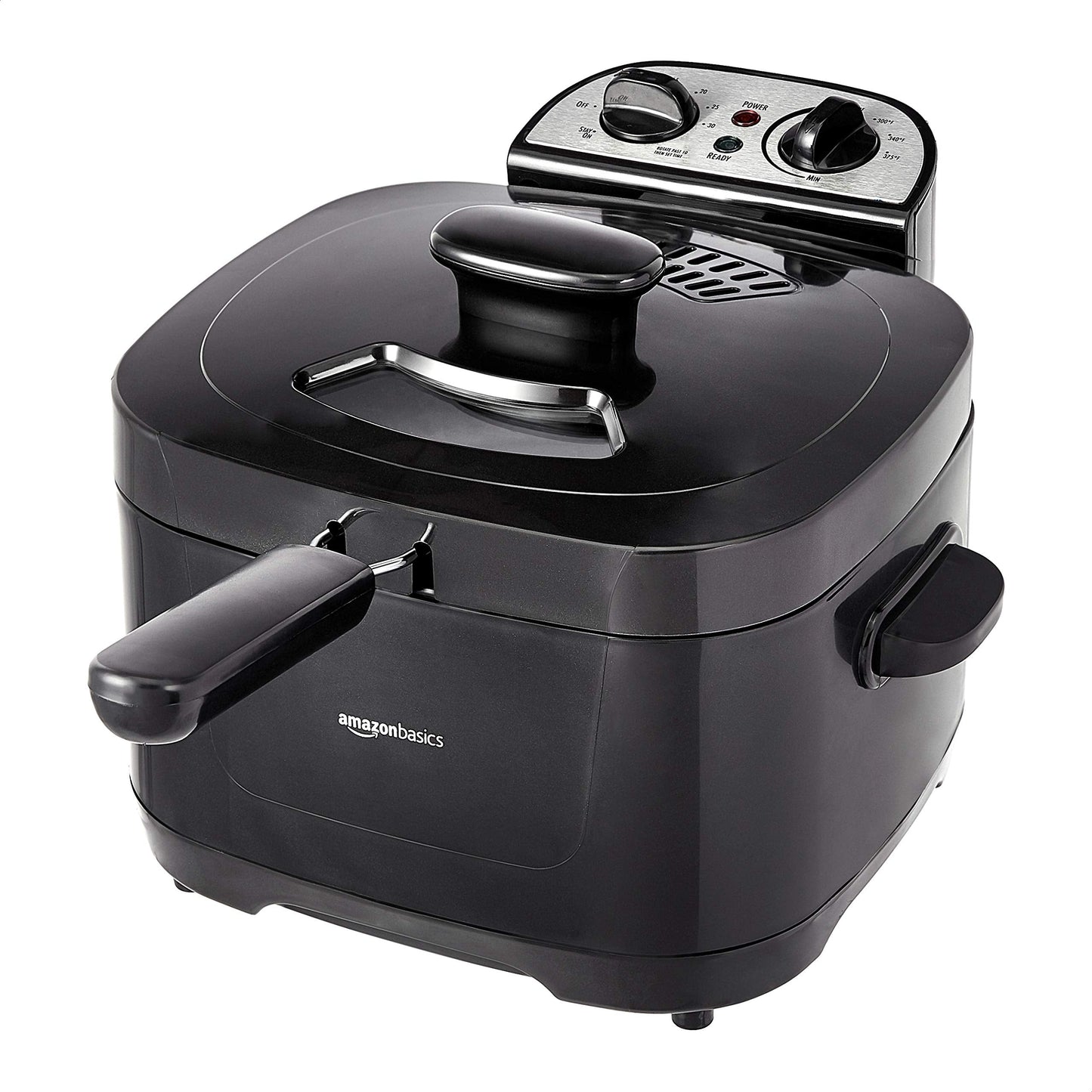 Amazon Basics 2.1-Qt (2.0L) Electric Deep Fryer with 8-Cup Oil Capacity, Timer, Adjustable Temperature, Easy Draining Basket, Viewing Window, 1500W, Black