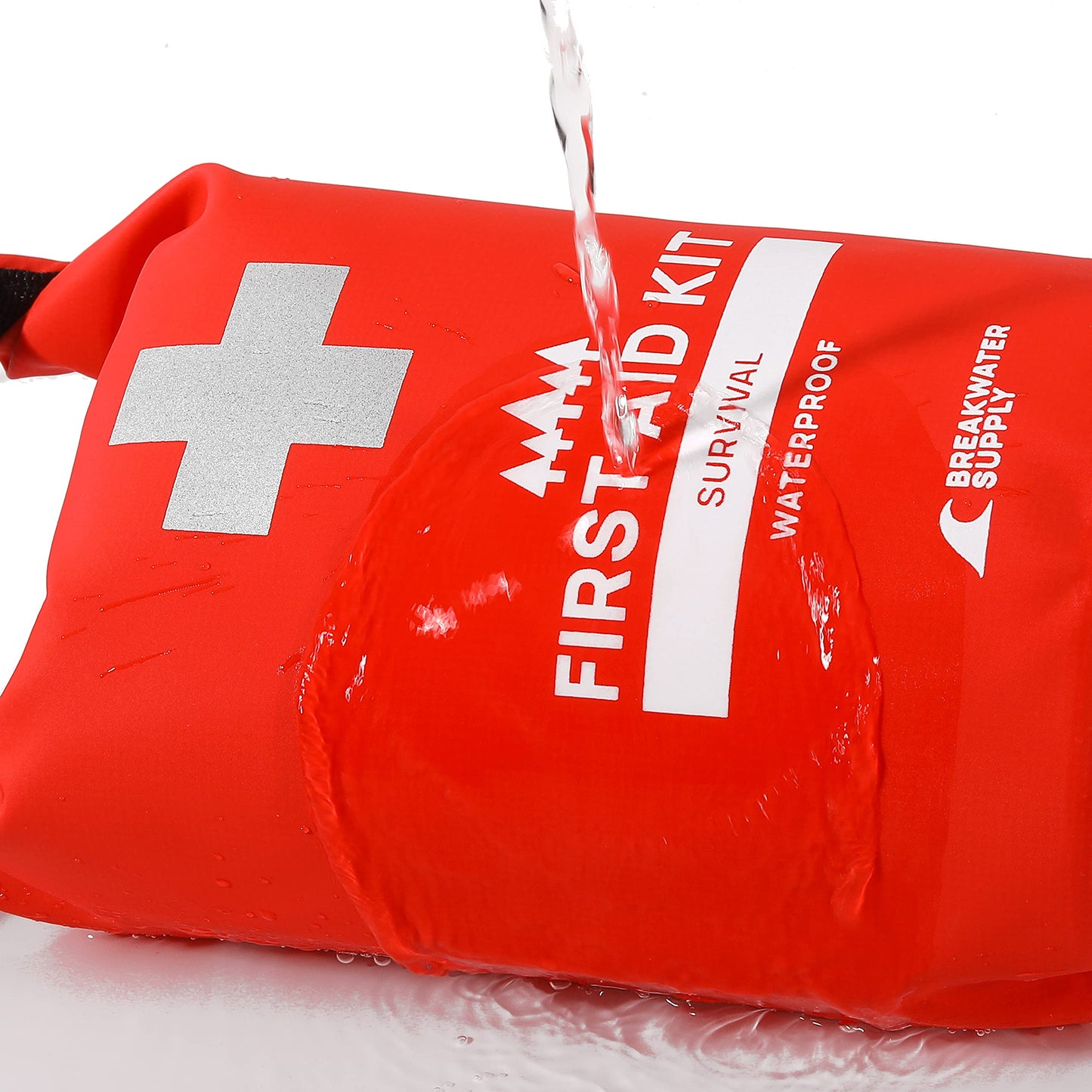 Breakwater Supply™ Waterproof Survival First Aid Kit, 101 Piece AFAK Emergency Supplies in Dry Bag, IFAK Trauma Kit Bug Out Bag for Camping, Hiking, Boating, Fishing, Hunting with Splint (Red)