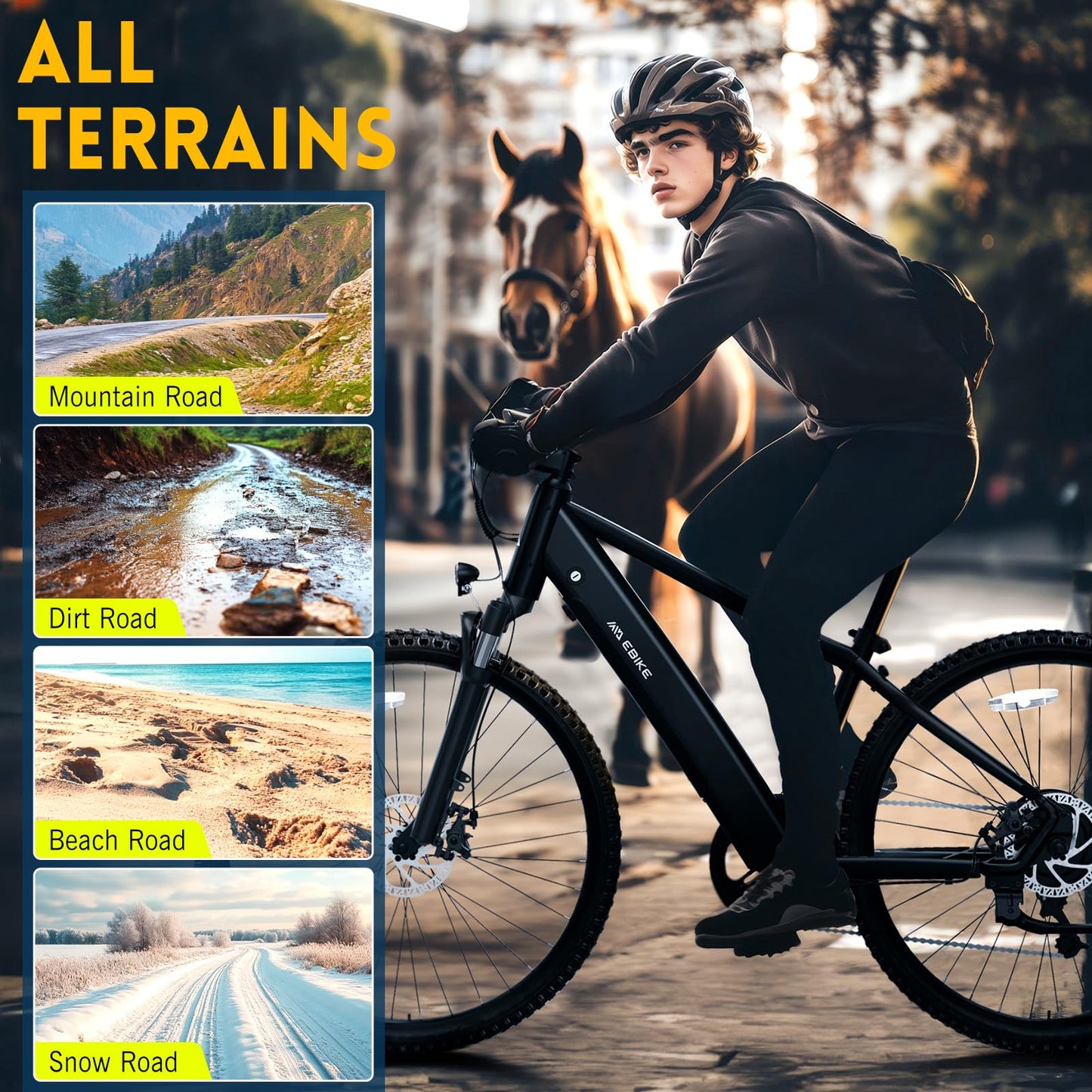 TST Electric Bike for Adults, with 750 W(Peak) Motor, Speed Can Reach 25 mph, 36V/300WH Battery, Max Travel 40 Miles, Equipped with 26 * 1.95" Tyres, and 7-Speed Ebike(Black)