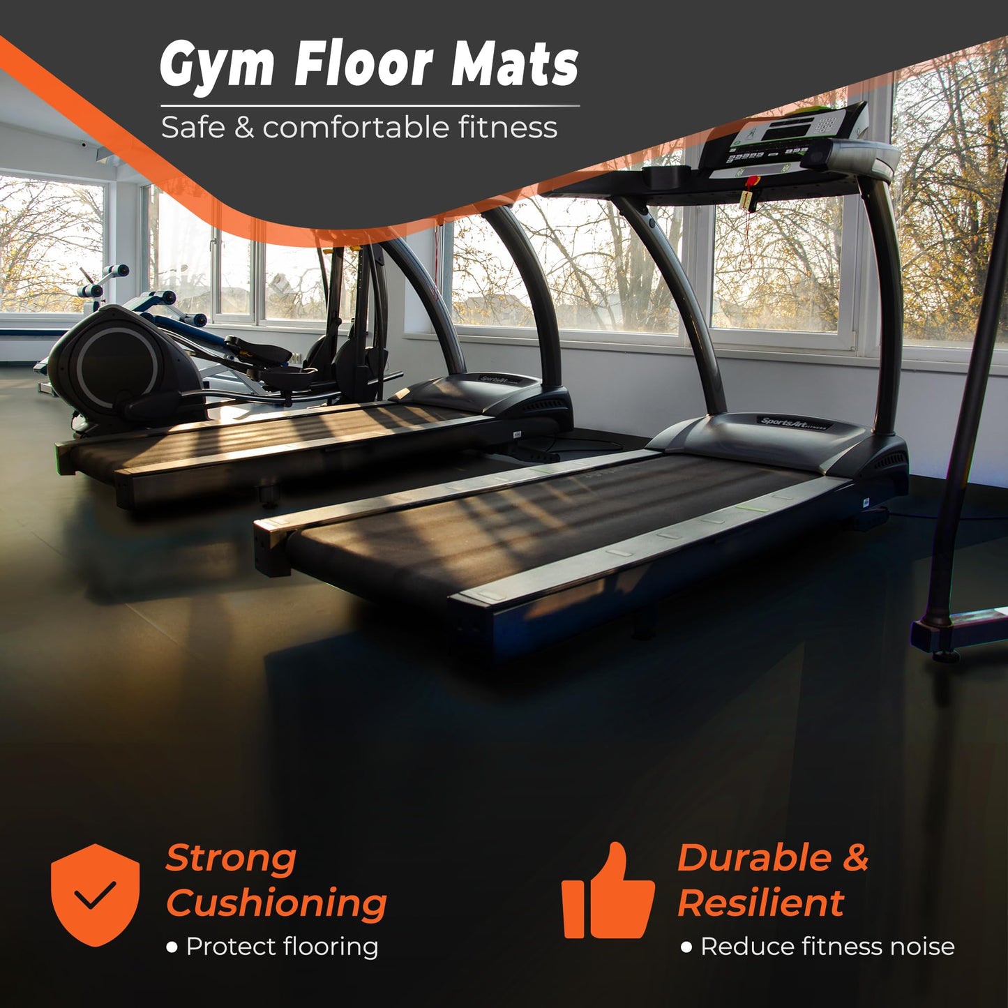 SUPERJARE 0.4 Inch Gym Flooring for Home Gym, 24 Tiles Gym Floor Mat with Heavy Duty Rubber Top, Interlocking Rubber Flooring Mats, 24" x 24" Workout Exercise Equipment Mats (96 sqft)