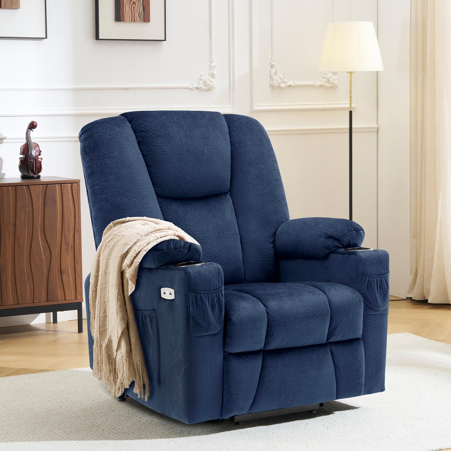MCombo Power Lift Recliner Chair Sofa with Extended Footrest,3 Positions,Hand Remote Control,2 Cup Holders,USB Ports for Elderly People, 7507