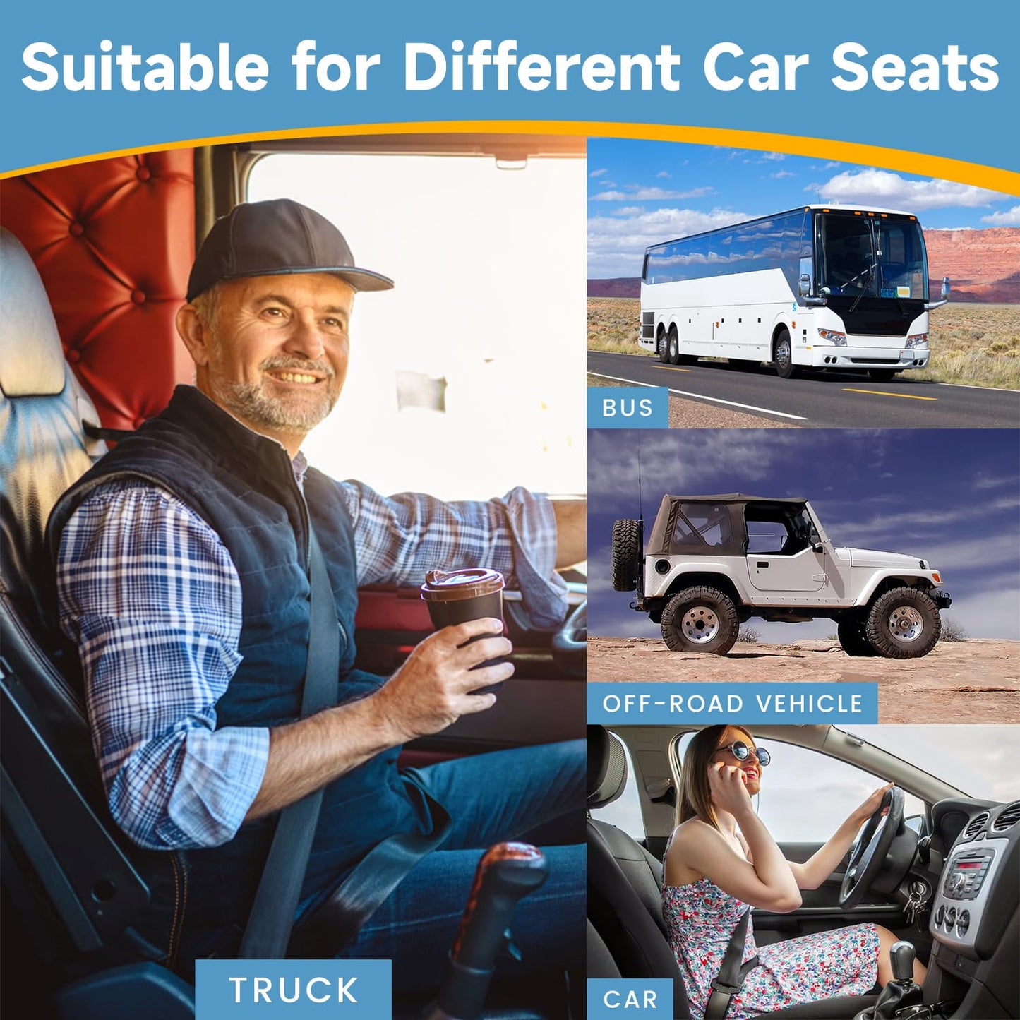 anzhixiu Heightening Truck Seat Cushion for Broader Vision, Car Seat Cushion for Car Seat Driver Truck Driver, Sciatica Pain Relief Pillow Tailbone Pain Relief Cushion for Long Time Driving
