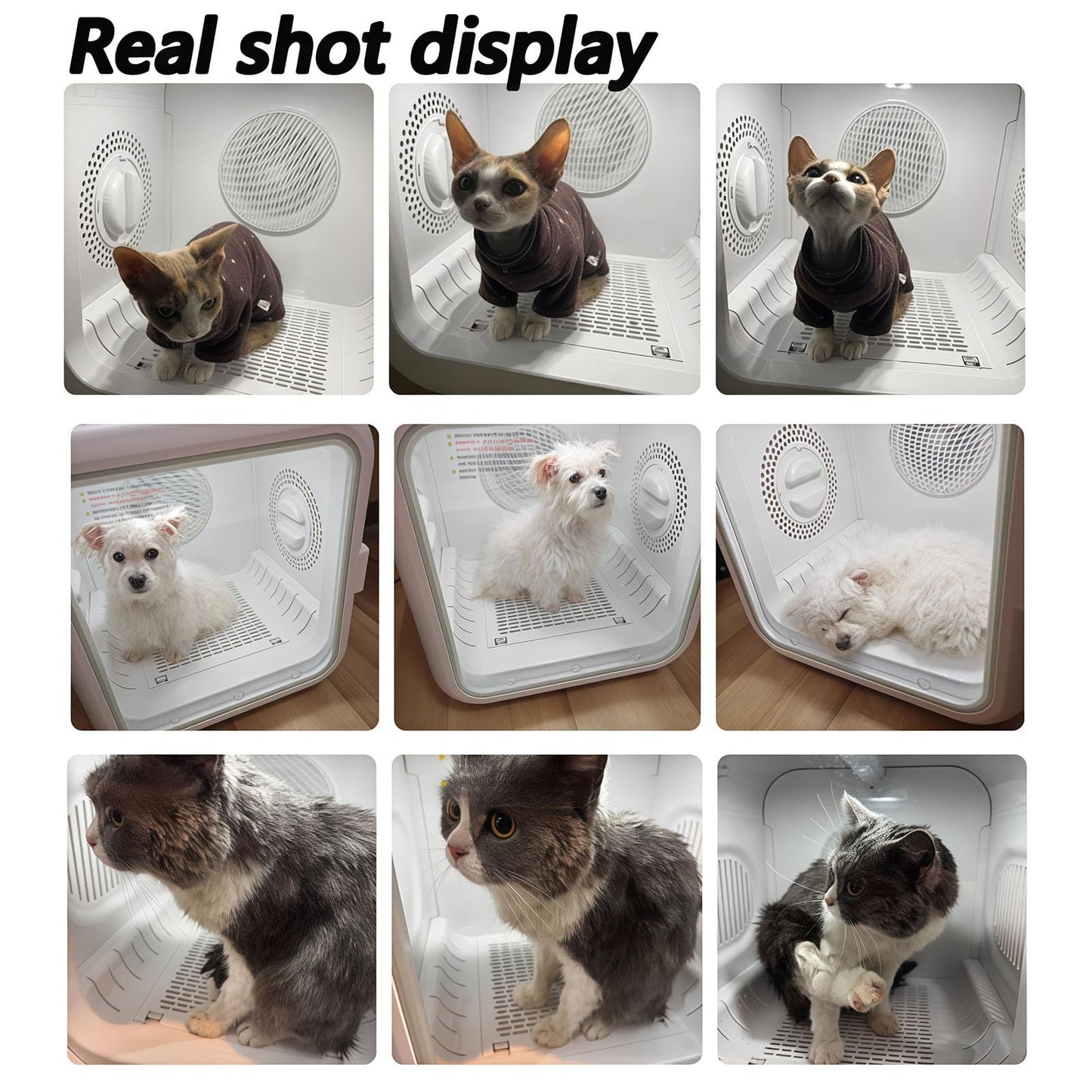 WENMEE Ultra Quiet 35dB Pet Dryer Box for Dogs&Cats,Removable Soothing Window&Filter Panel, Grooming Hair Dryer