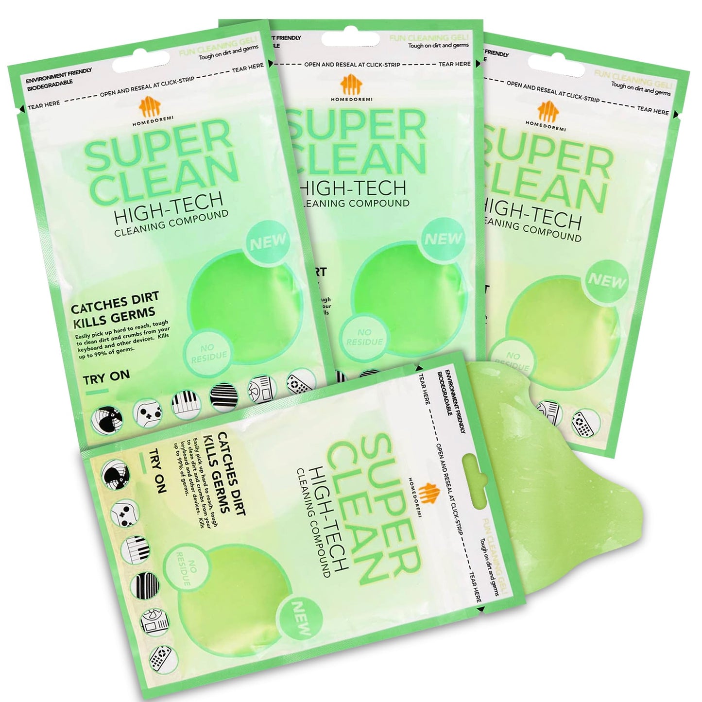 FiveJoy Car Cleaning Gels, 4-Pack Universal Auto Detailing Tools Car Interior Cleaner Putty, Dust Cleaning Mud for PC Tablet Laptop Keyboard, Camera, Printers, Calculator - 320g (2.8oz/pcs)