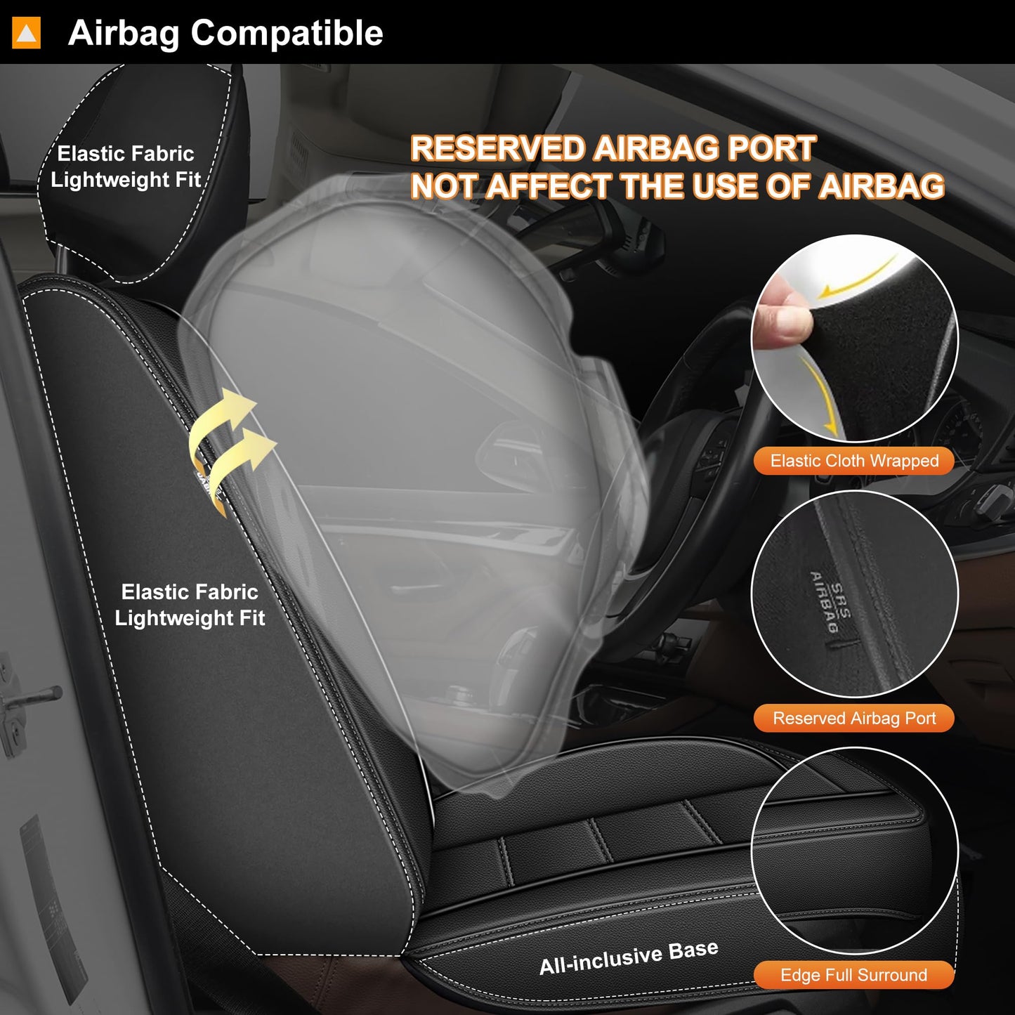 AOMSAZTO Fit for Dodge Challenger Seat Covers 2008-2025 Waterproof Breathable Leather Car Seat Covers Full Set Custom : Seat Cover for Challenger TA R/T GT SXT SRT(Black, 5PCS Full Set)