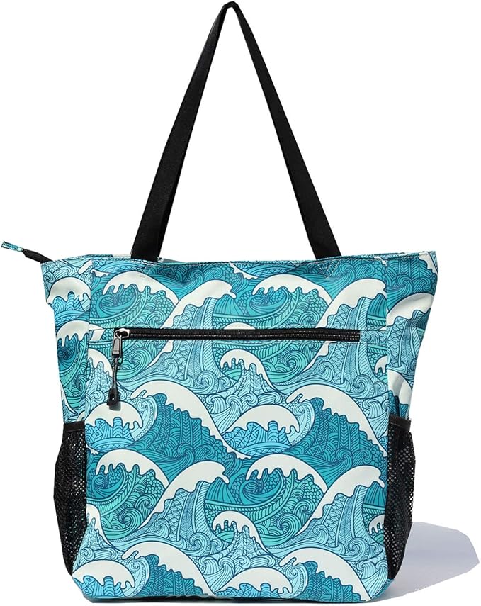 ESVAN Original Floral Water Resistant Large Tote Bag Shoulder Bag for Gym Beach Travel Daily Bags Upgraded
