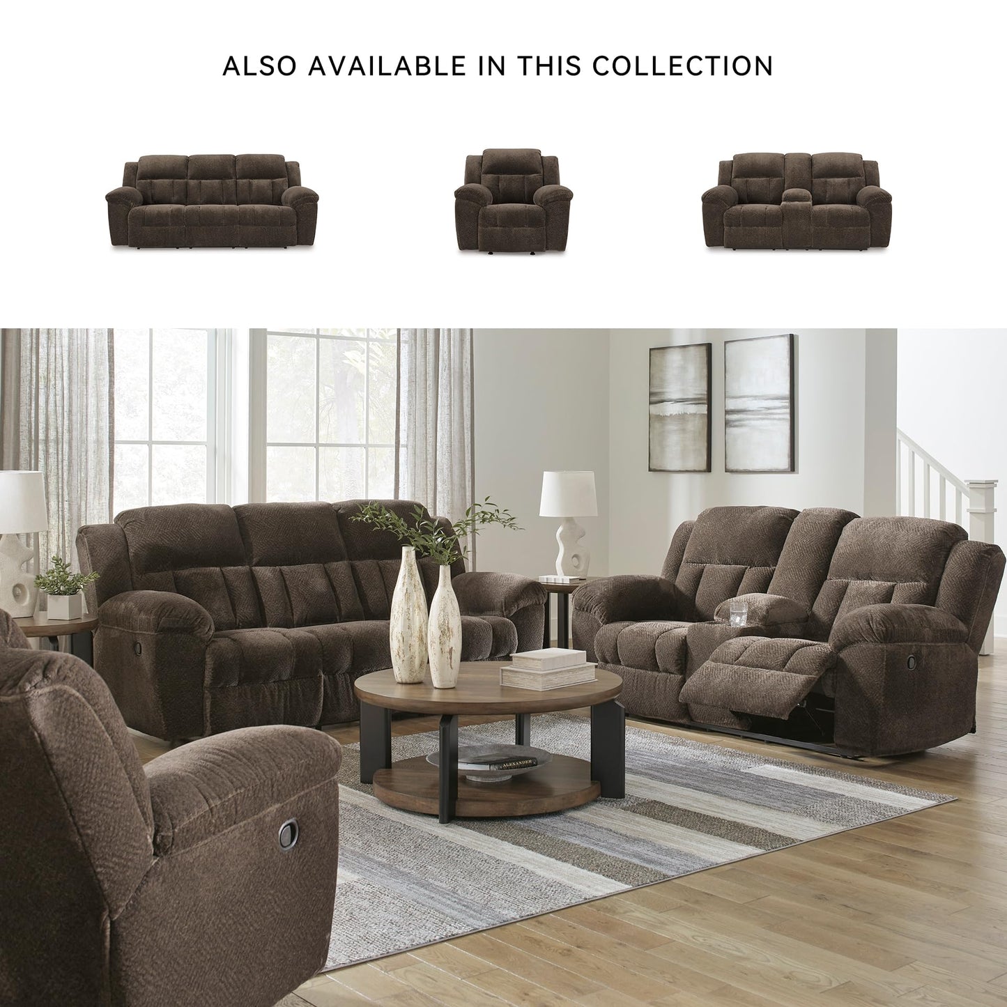 Signature Design by Ashley Frohn Urban Manual Rocker Recliner with Pillow-Top Arms, Dark Brown