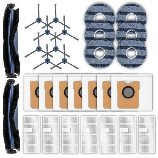 (30 Pack) C20 Omni Replacement Parts Compatible with Eufy C20 Omni Robot Vacuum, 2 Roller Brush, 8 Side Brushes, 7 HEPA Filters, 7 Dust Bags, 6 Mop Pads, Vacuum Attachments Accessories Kit