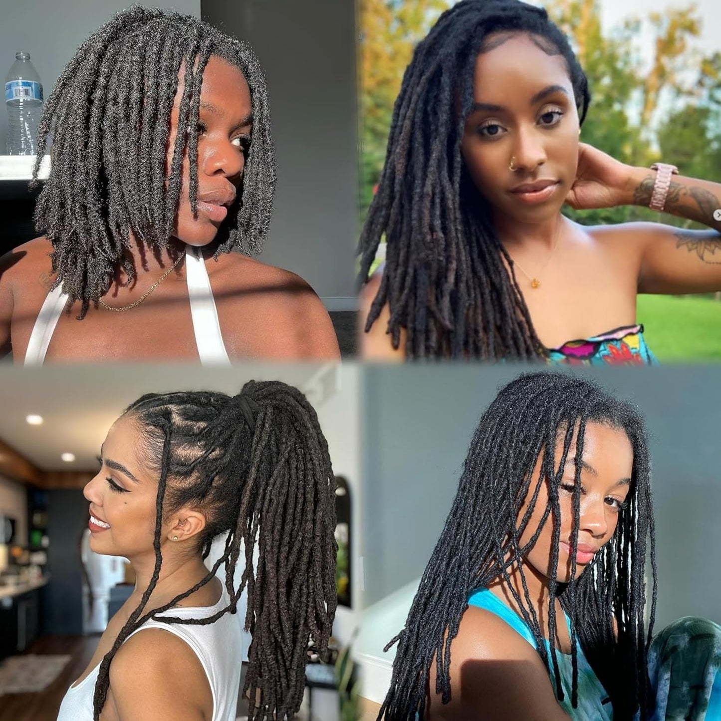 0.2cm Width Dreadlock Extensions 18 inch 50 Strands 100% Permanent Loc Extensions Human Hair Curly Ends Natural Black Curly Locs Human Hair