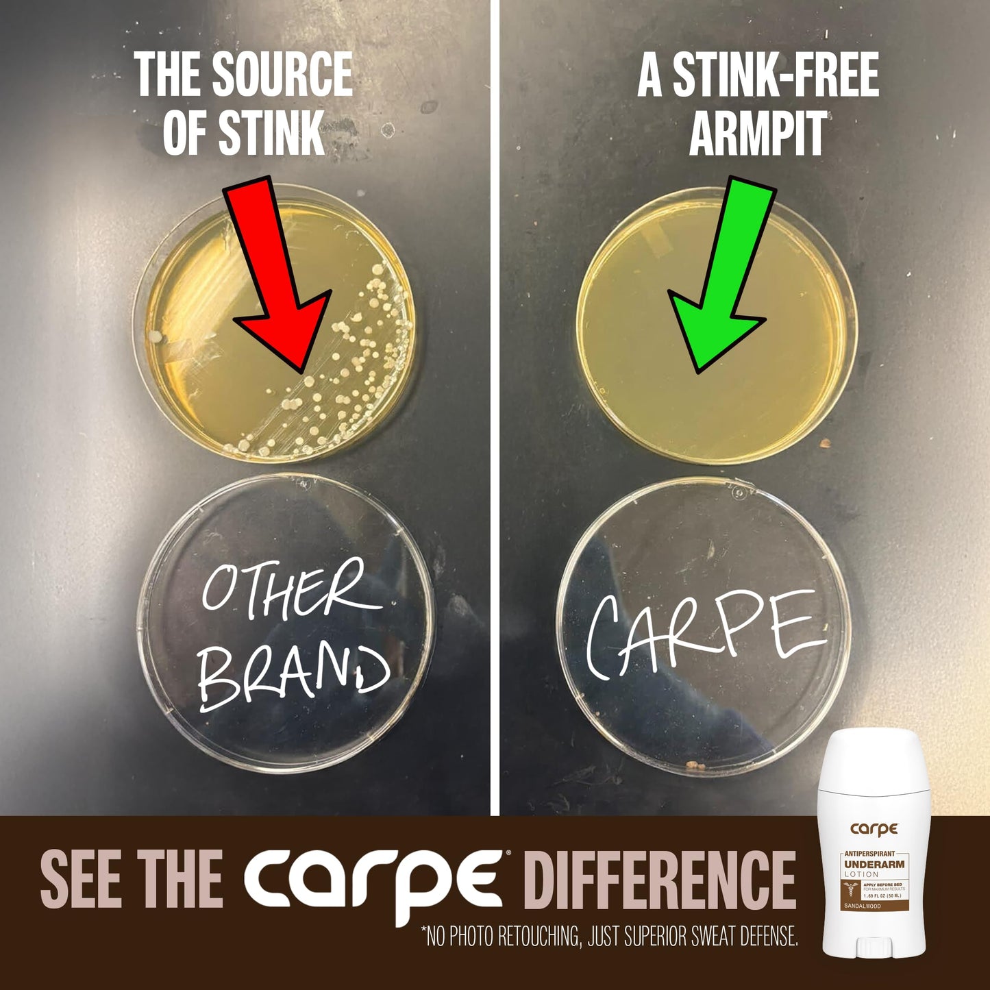 Carpe Clinical Strength Underarm Antiperspirant and Deodorant, Sandalwood Scent