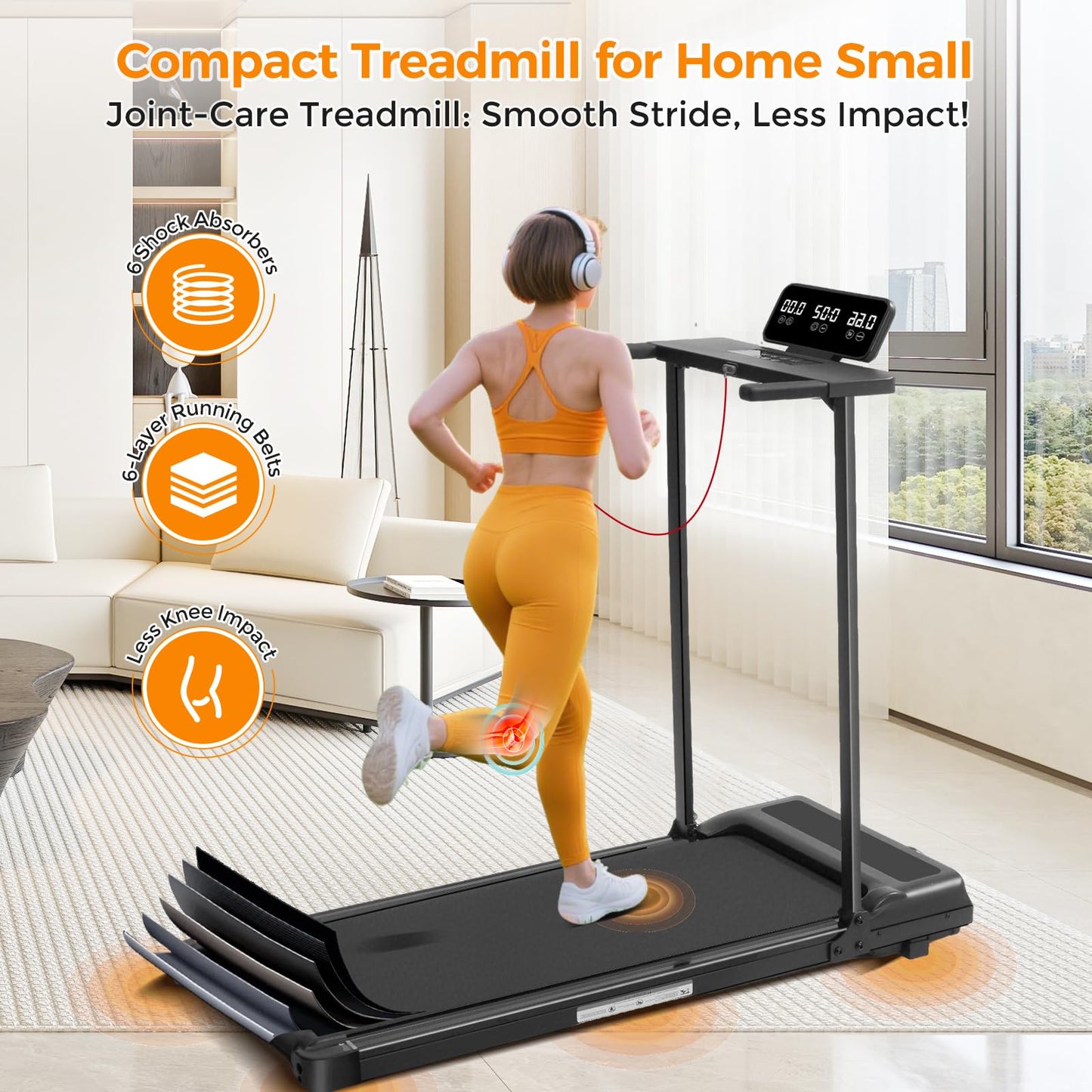 Folding Walking Pad Treadmill with Handle Bar, 3.5HP Compact Portable Foldable Walking Pads Treadmill with Handles, Electric Small Treadmills for Home Office Apartment, LED Display, 400 LBS Capacity