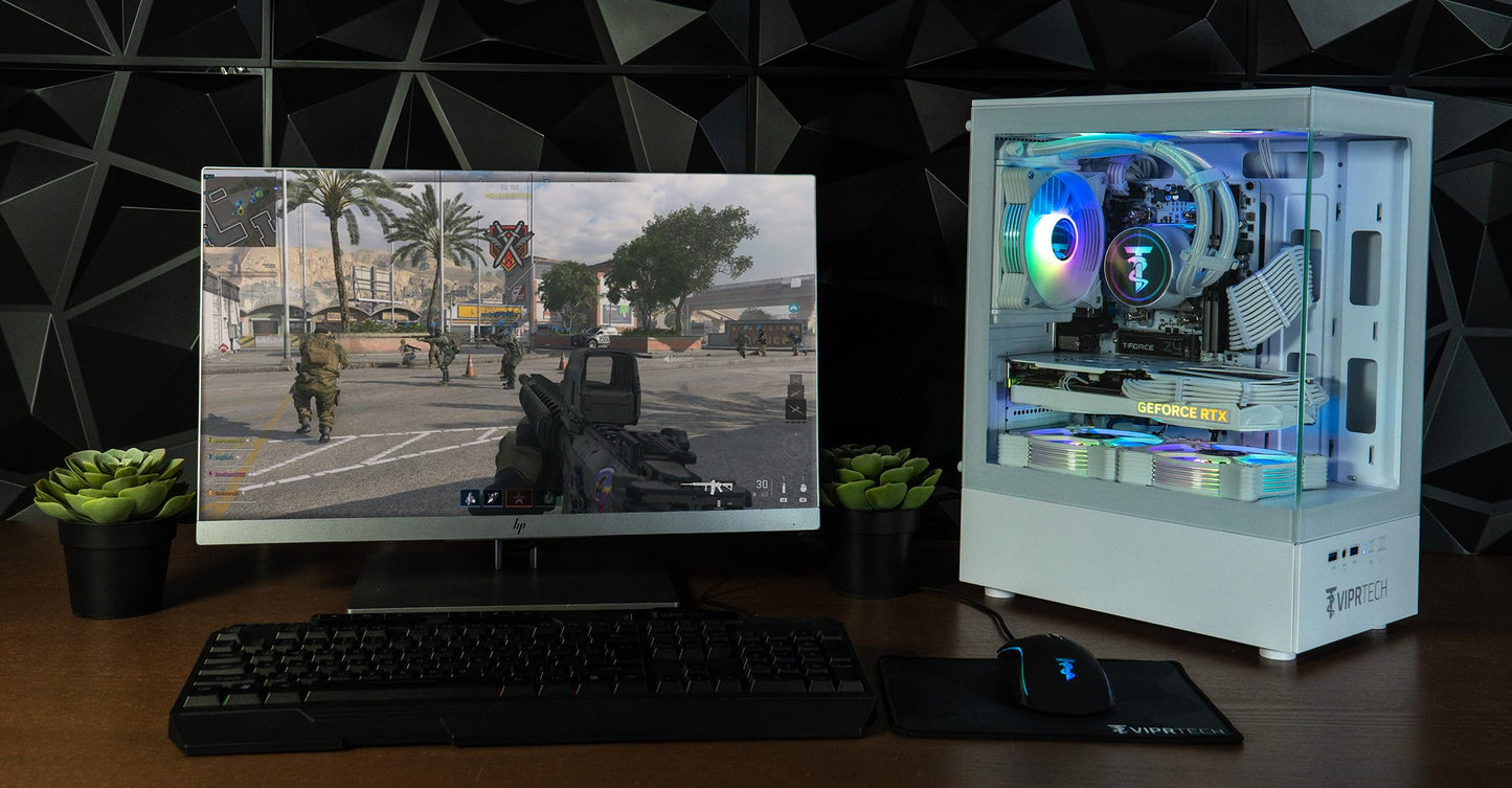 ViprTech Stryker 3.0 Liquid-Cooled PC - AMD Ryzen 7 (4.1GHz Turbo), RTX 3060 12GB, 32GB DDR4 3200, 1TB NVMe SSD, 700W PSU, WiFi BT, Win 11 Pro, RGB, Gaming Desktop Computer Prebuilt, White