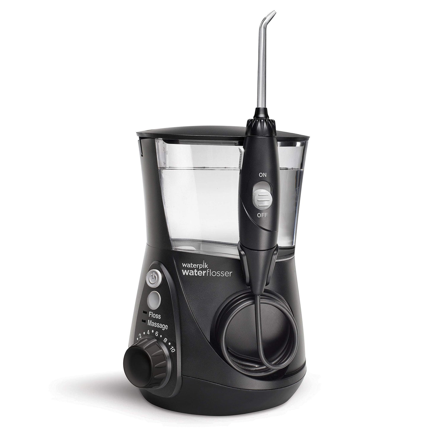 Waterpik Aquarius Water Flosser with 10 Settings, 7 Tips, ADA Accepted Black WP-662 Bundle with Waterpik Fresh Mint Whitening Refill Tablets 30 Count WT-30