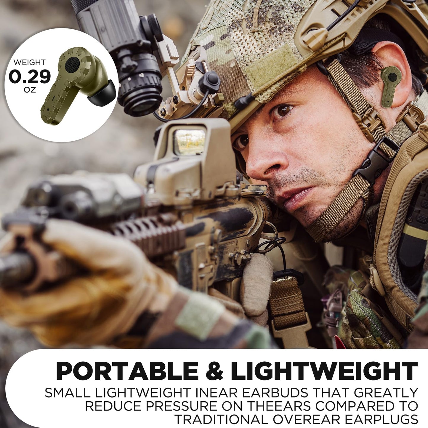 ARM NEXT Electronic Bluetooth Sound Suppression Ear Hearing Protection, NRR 27dB Wireless Earplug with Rechargeable Case, in-Ear Gun Sound Amplification Earbud for Shooting, Hunting and Range (Green)