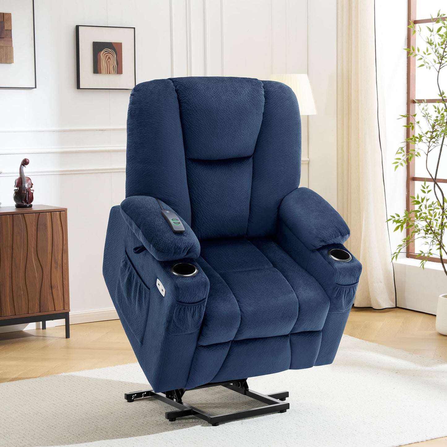 MCombo Power Lift Recliner Chair Sofa with Extended Footrest,3 Positions,Hand Remote Control,2 Cup Holders,USB Ports for Elderly People, 7507