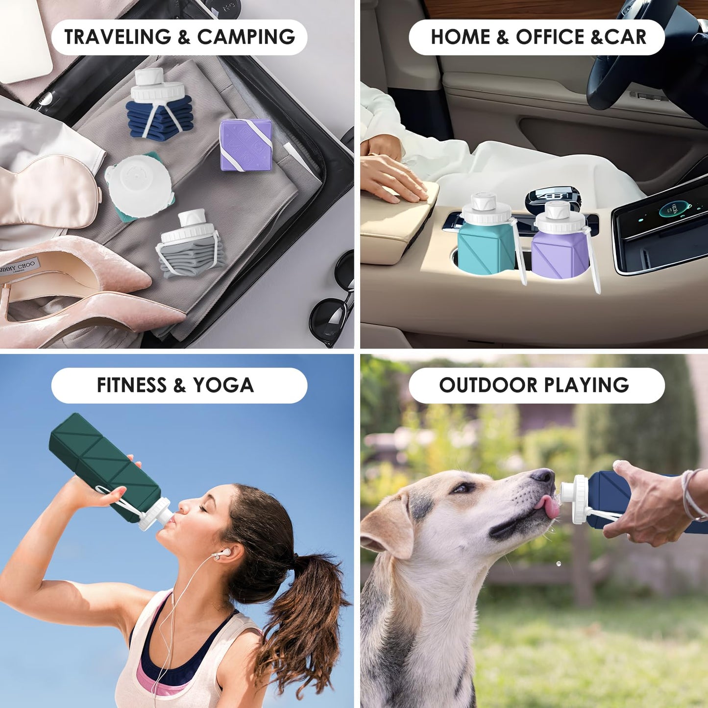 SPECIAL MADE Collapsible Water Bottles Leakproof Valve Reusable BPA Free Silicone Foldable Travel Water Bottle Cup for Gym Camping Hiking Travel Sports Lightweight Durable 20.7oz