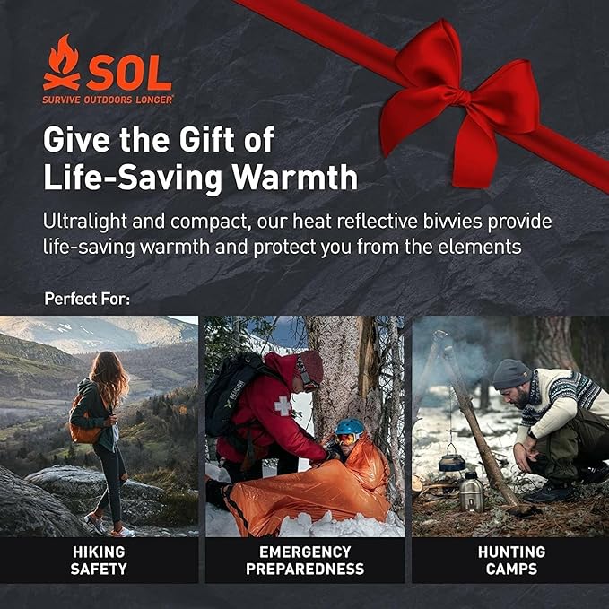 SOL Escape Bivvy with Hood - Emergency Preparedness Blanket - Reflects Up to 70% Body Heat - Outdoor Survival Bivvy - Water Resistant - Durable & Breathable - Winter Camping Supplies - Green