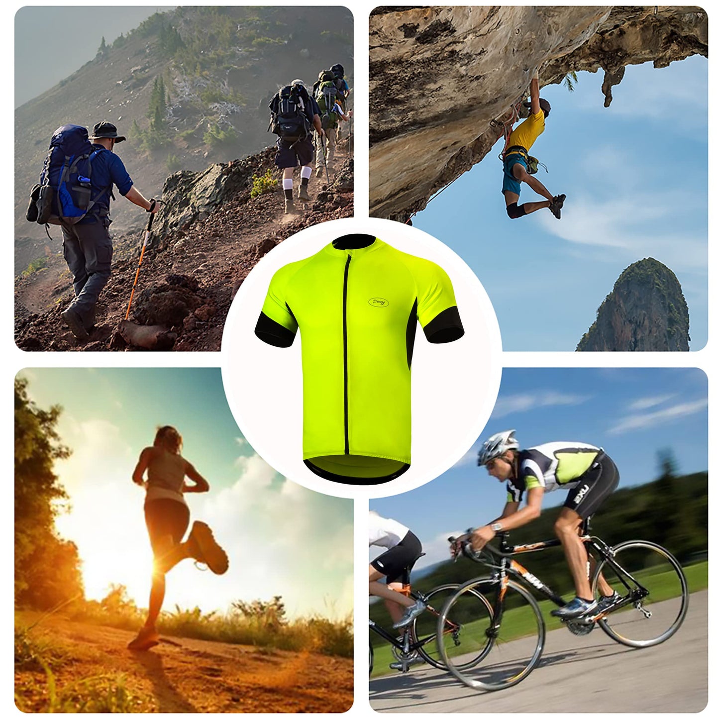 Dooy Cycling Jersey Mens Short Sleeve Bike Bicycle Shirts Biking Clothing Breathable Quick-Dry Shirt with Pockets(Yellow,Small)