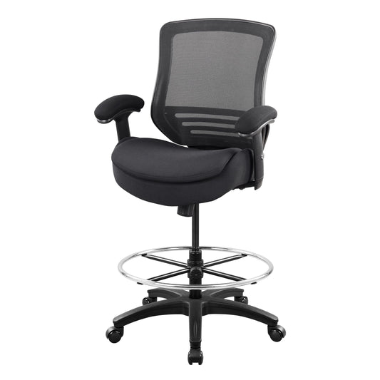 WITTLONG 400lbs Tall Office Drafting Chair with Extra Seat Cushion for High Standing Desk with Lumbar Support and Enlarged Adjustable Footring-Black