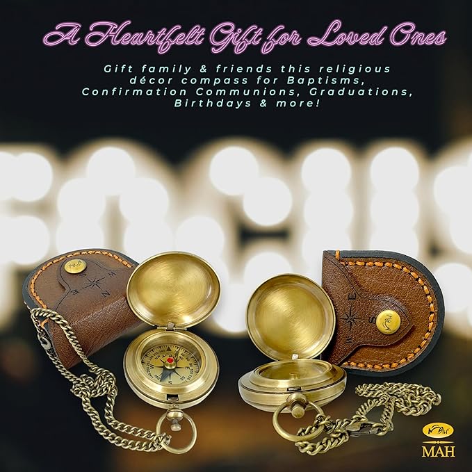 Backpacking Navigation Handmade Brass Personalize Compass for Best Man Get Well Hiking Camping Hunting Trekking Sailing Adventure Travelling Graduation Day Birthday Gifts for Son Back to School