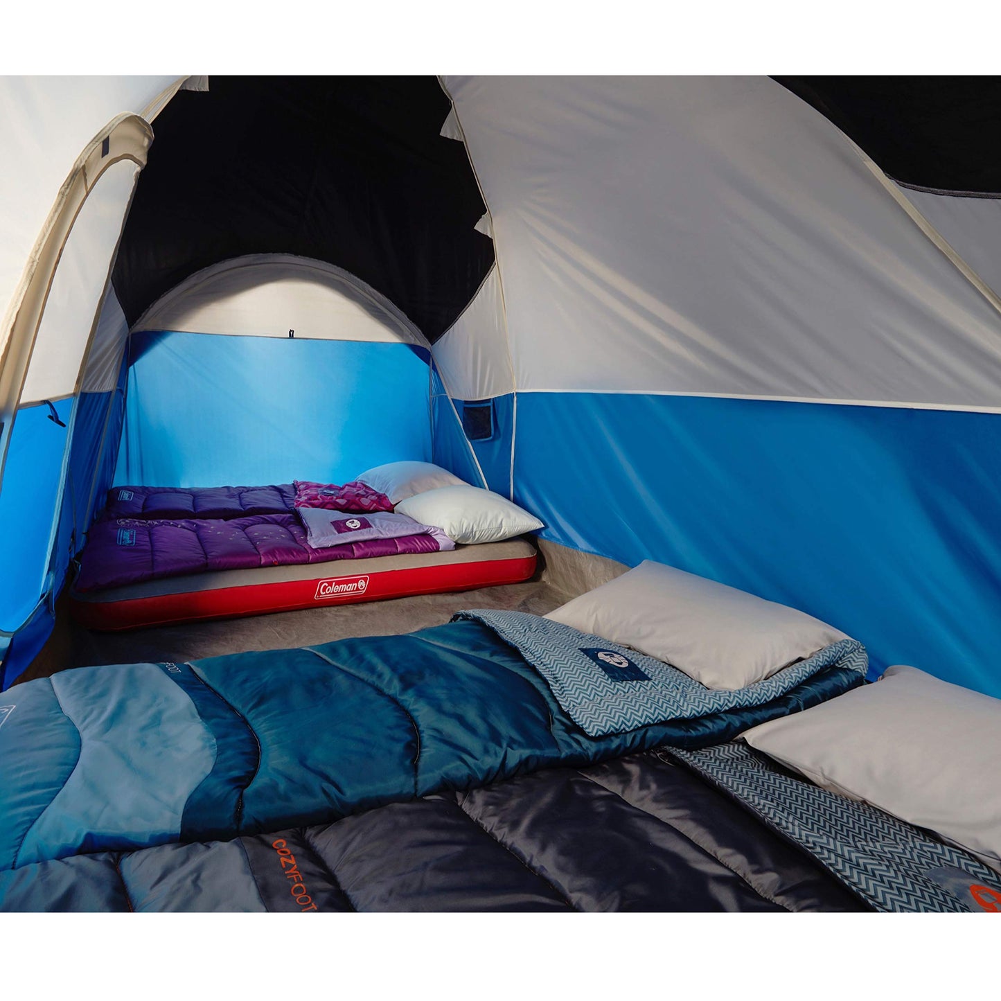Coleman Montana 8-Person Family Tent with Rainfly, Weatherproof Family Tent Sets Up in 15 Mins, Fits Multiple Airbeds