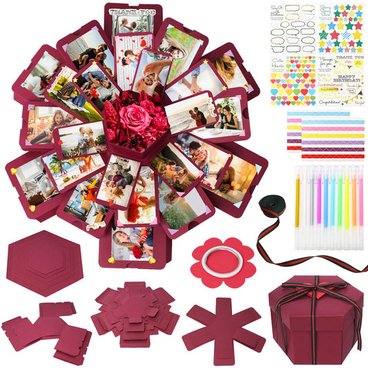 Koogel Explosion Gift Box Set, Creative Photo Album Gifts Explosion Gift Box with Scrapbooking Accessories for Anniversary, Wedding