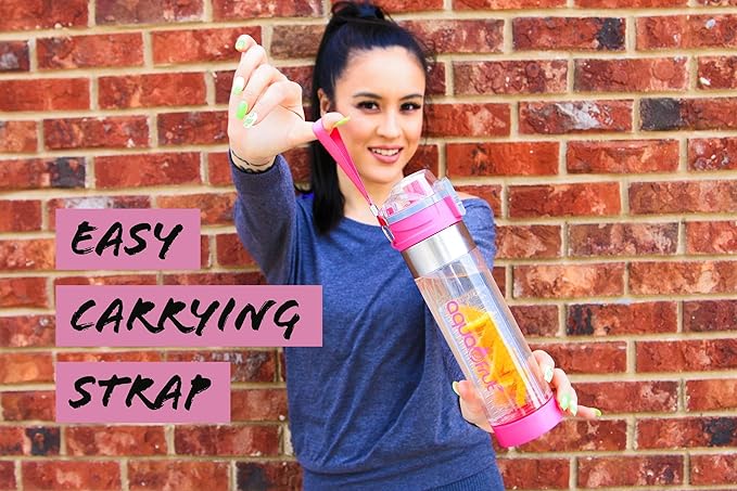 NEW AquaFrut Bottom Loading Fruit Infuser Water Bottle Complete Bundle Includes Bottle Brush, Insulating Sleeve & Infusion Recipe eBook. Leak Proof Sweat Proof BPA-Free (Black)