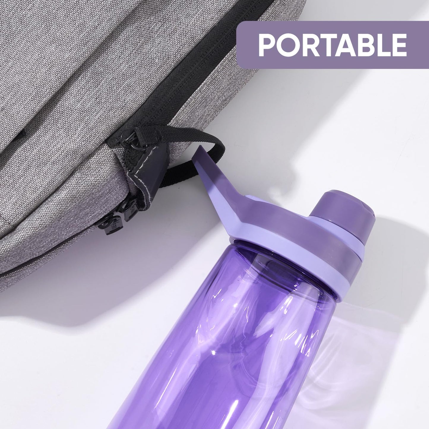 Kerilyn 32oz Water Bottle, Wide Mouth Plastic Water Bottles Chug Lid Sports Water Bottle, Double Walled Reusable Water Bottle With Handle, Leakproof Bottles for Travel, Fitness, Men, Women, Purple