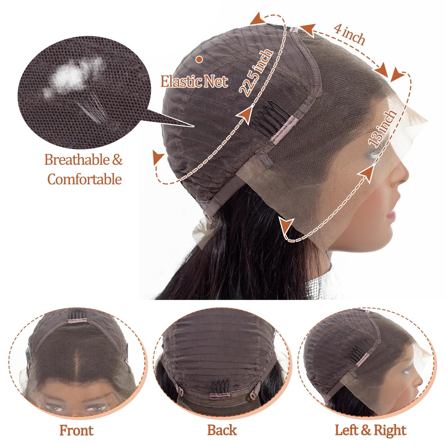Aonou 13x4 Deep Wave Lace Front Wigs Human Hair Pre Plucked 180% Density HD Transparent Lace Closure Wigs Human Hair for Women 24 Inch Curly Frontal Wig Brazilian Virgin Human Hair (24 inch)