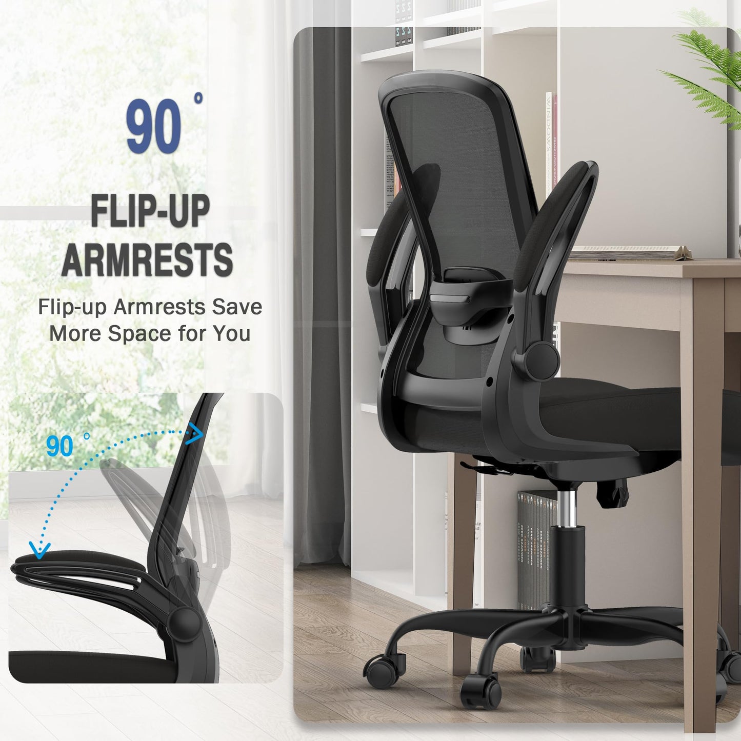 Mimoglad Office Chair, Ergonomic Desk Chair with Adjustable Lumbar Support, High Back Mesh Computer Chair with Flip-up Armrests-BIFMA Passed Task Chairs, Executive Chair for Home Office