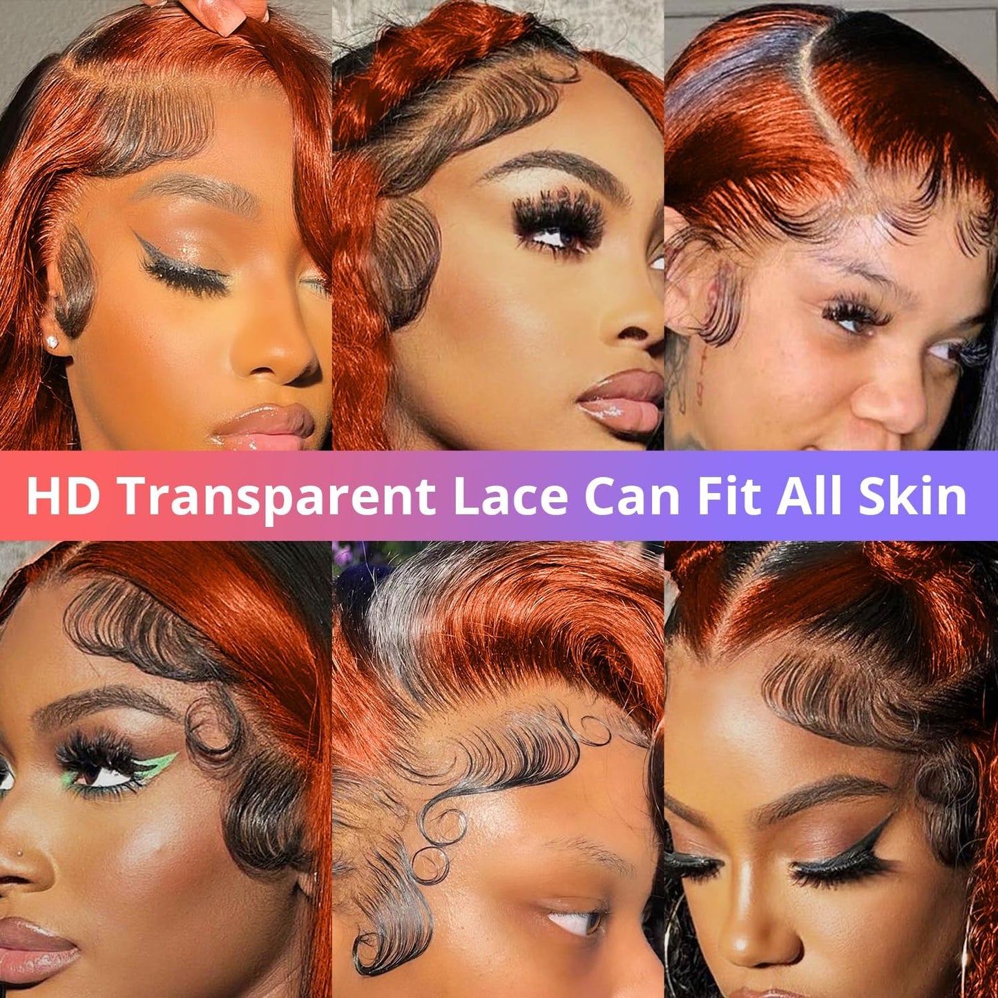 Daphernew 200% Density 13X6 Ginger Lace Front Wigs Human Hair Pre Plucked for Women Ombre 13X6 HD Transparent Ginger Orange wig Glueless Hightlight Lace Front Wigs Human Hair with Baby Hair 34Inch
