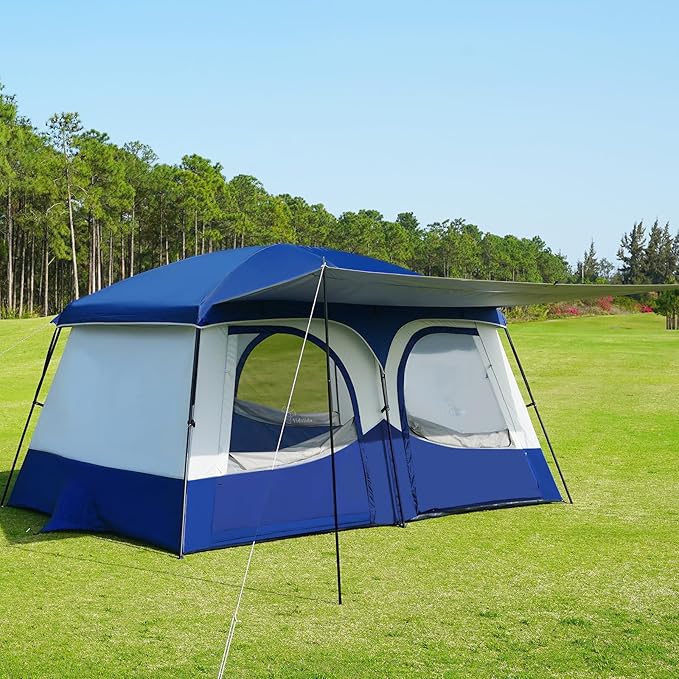Vidalido Tents,6-8 Person Camping Tent with Extended Vestibule,2 Room Weather Resistant Family Tents,Easy Install Waterproof Outdoor Tent for Backpacking and Camping Hiking